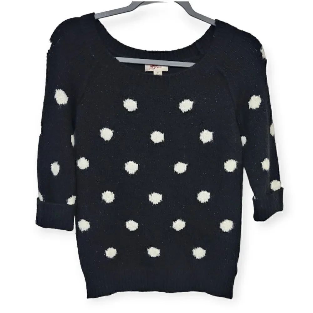 Arizona jean co. Black and white Polka dot sweater, medium